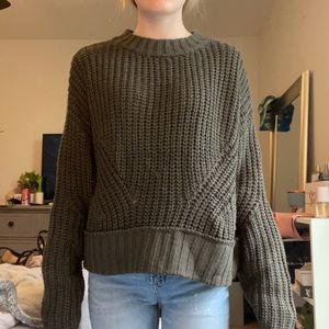 Army green chunky knit sweater, size small fits like a medium